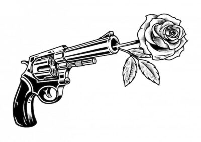 Free Vector | Revolver with rose