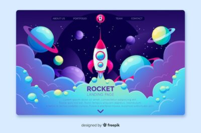 Free Vector | Rocket landing page