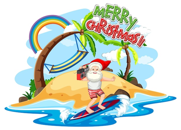 Free Vector | Santa claus on the beach island for summer christmas
