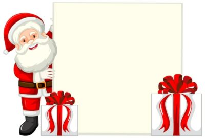 Free Vector | Santa claus with blank board template