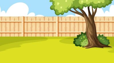 Free Vector | Scene of backyard with a fence