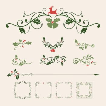 Free Vector | Set of decorative christmas designs for cards vector