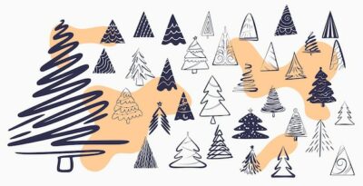 Free Vector | Set of hand drawn christmas tree elements design