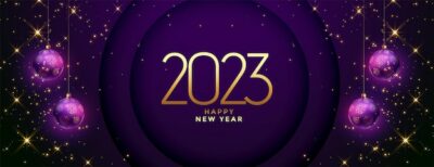 Free Vector | Shiny 2023 new year decorative poster with christmas ball