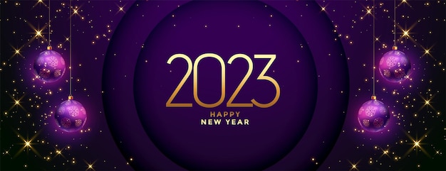 Free Vector | Shiny 2023 new year decorative poster with christmas ball