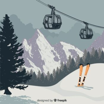 Free Vector | Ski station background