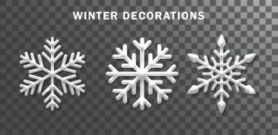 Free Vector | Snowflakes set realistic white sparkling snowflakes isolated on transparent background christmas decoration vector illustration