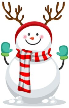 Free Vector | Snowman with red scarf and deer horns