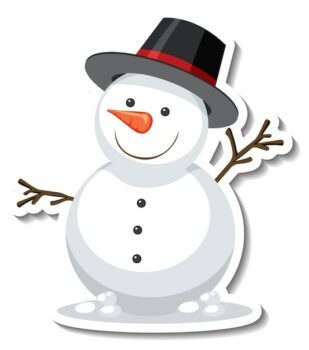 Free Vector | Sticker template with snowman cartoon character isolated