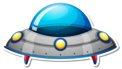 Free Vector | Sticker template with unidentified flying object (ufo) isolated