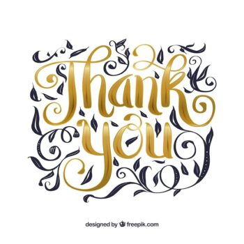 Free Vector | Thank you background with golden lettering