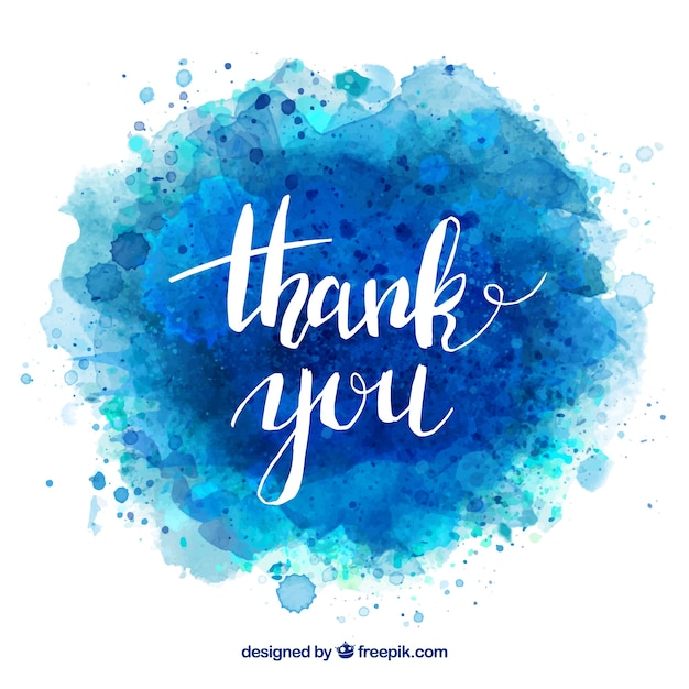 Free Vector | Thank you background with lettering in watercolor stain