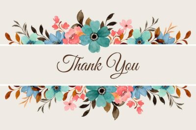 Free Vector | Thank you card with watercolor flower border