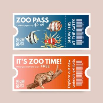 Free Vector | Ticket template with biodiversity as natural wildlife species or fauna protection
