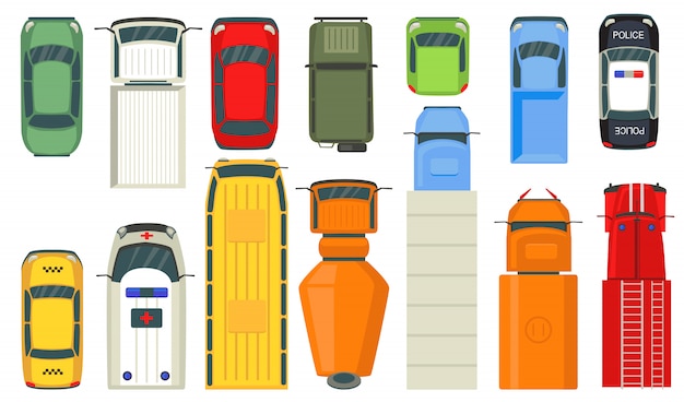 Free Vector | Top view of city vehicles