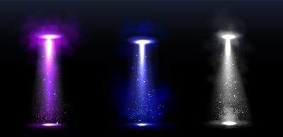 Free Vector | Ufo light beams, glowing rays from alien spaceships.