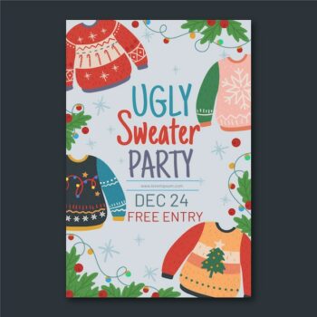 Free Vector | Ugly sweater party invitation