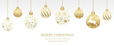 Free Vector | Vector background illustration with gold christmas balls and text space.