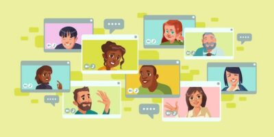 Free Vector | Video conference screen with group of people