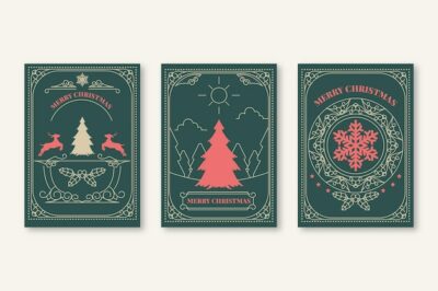 Free Vector | Vintage christmas cards collection