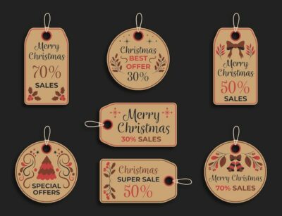 Free Vector | Vintage christmas sale tag collection