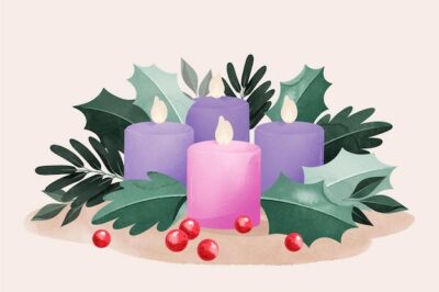 Free Vector | Watercolor advent wreath illustration