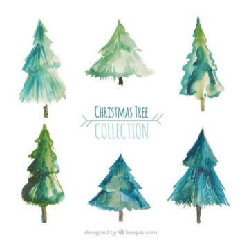 Free Vector | Watercolor christmas tree collection