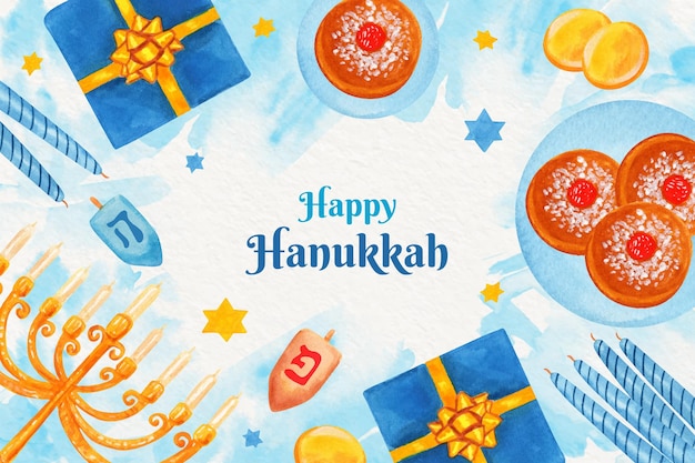 Free Vector | Watercolor hanukkah background