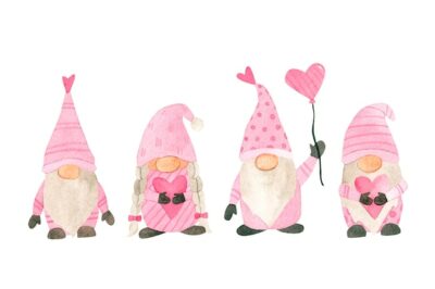 Free Vector | Watercolor valentines day gnomes collection