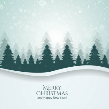 Free Vector | Winter season landscape with christmas tree and snow vector background