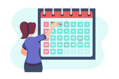 Free Vector | Woman booking an appointment on calendar