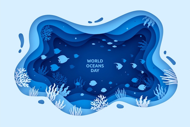 Free Vector | World oceans day illustration in paper style