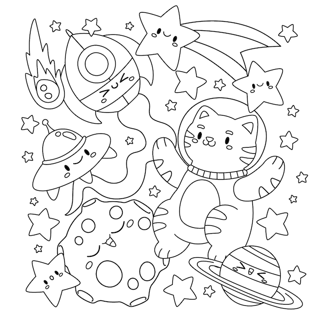 Free Vector | Hand drawn kawaii coloring book illustration