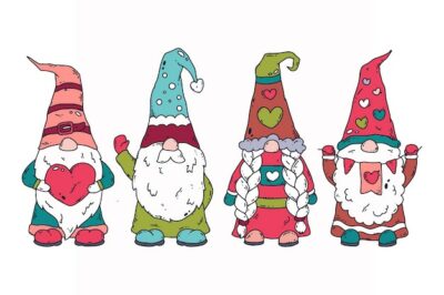 Free Vector | Hand drawn valentine's day gnomes collection