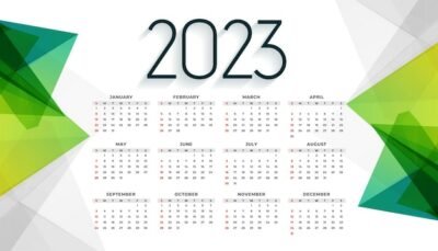 Free Vector | 2023 new year calendar with abstract shapes background