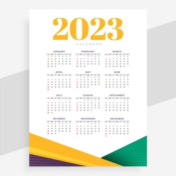 Free Vector | 2023 printable calendar layout in page style