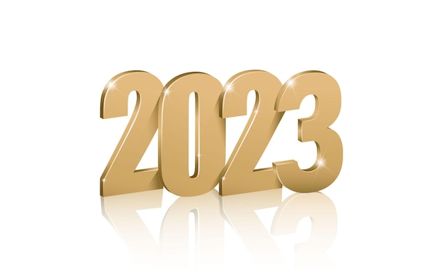 Free Vector | 3d realistic vector icon. golden
numbers, 2023 new year greeting sign.