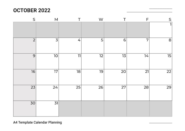 Free Vector | A4 template calendar planning october