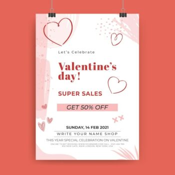 Free Vector | Abstract painted monocolor valentine's day poster