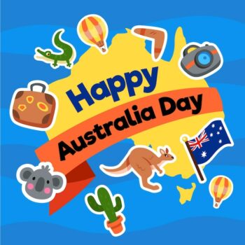 Free Vector | Australia day in flat design with map and animals