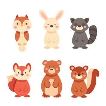 Free Vector | Autumn forest animals pack