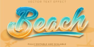 Free Vector | Beach text effect editable summer and island text style