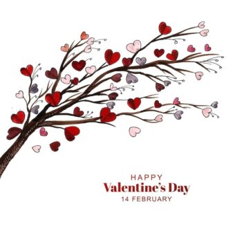 Free Vector | Beautiful hearts tree valentines day card design