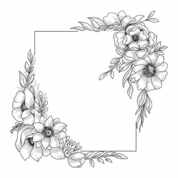 Free Vector | Beautiful wedding floral frame sketch