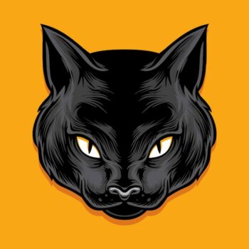 Free Vector | Black cat head vector illustration