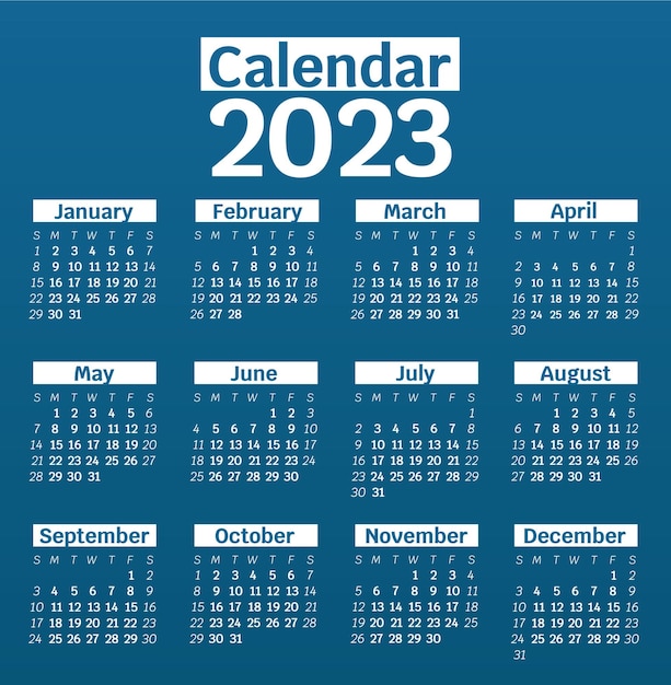 Free Vector | Blue gradient calendar 2023