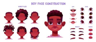 Free Vector | Boy face construction african child creation