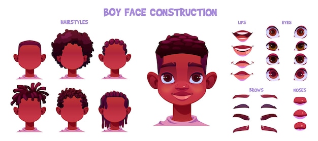 Free Vector | Boy face construction african child creation
