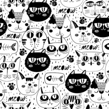 Free Vector | Cat faces pattern background
