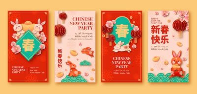Free Vector | Chinese new year celebration instagram stories collection